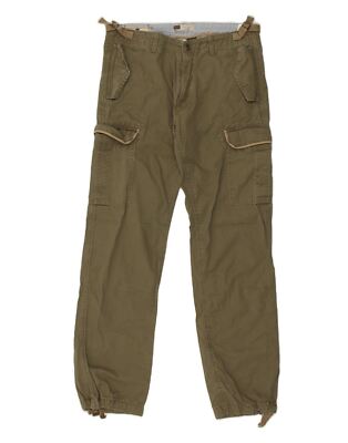 CONBIPEL Mens Straight Cargo Trousers IT 48 Medium W34 L32  Khaki Cotton AX19