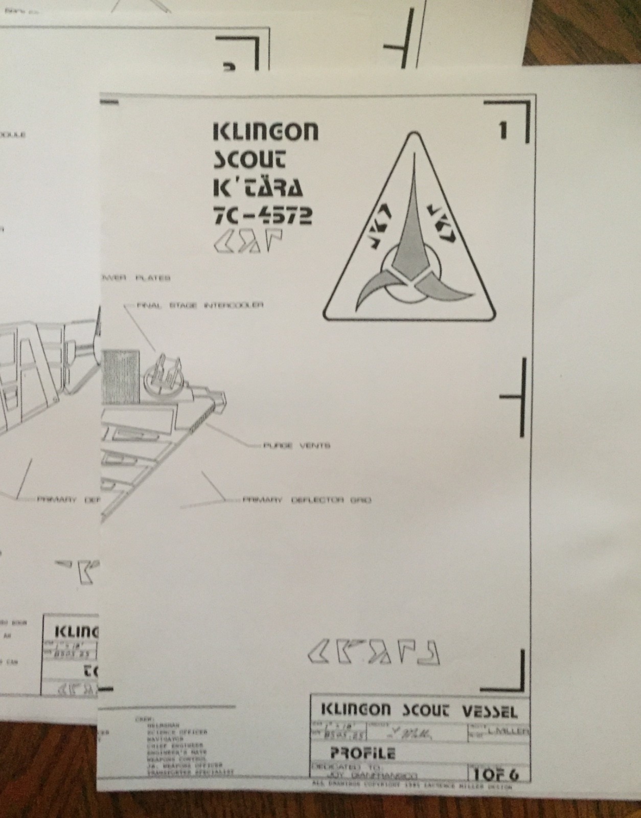 Klingon Scout Vessel Full Interior & Exterior Blueprints 6 Sheet w/Bridge Detail