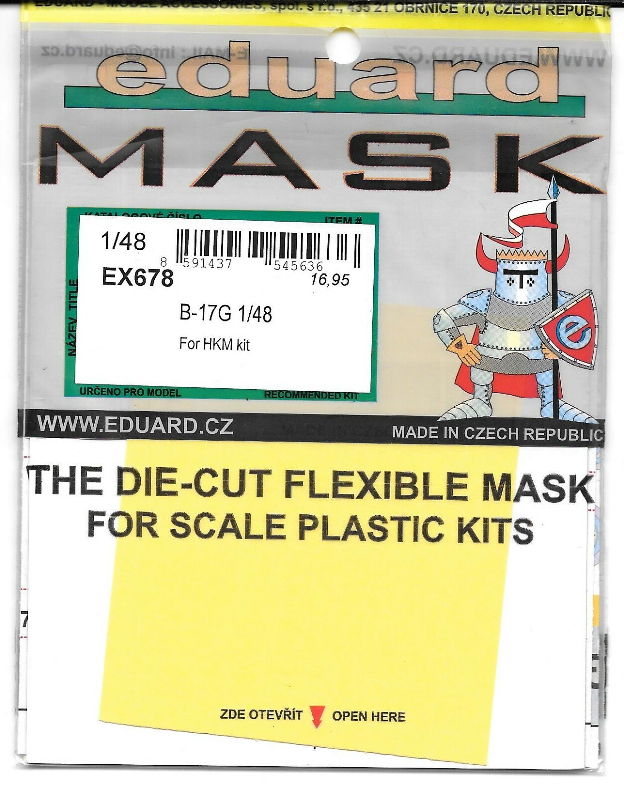 Eduard Masks 1/48 Scale for B-17G HKM Kit - EX678 Eduard Masks 1/48 Scale for B-17G HKM Kit - EX678