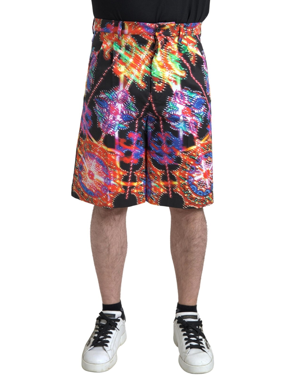 Pre-owned Dolce & Gabbana Shorts Multicolor Printed Cotton Men Bermuda It44/w30/xs 1130usd