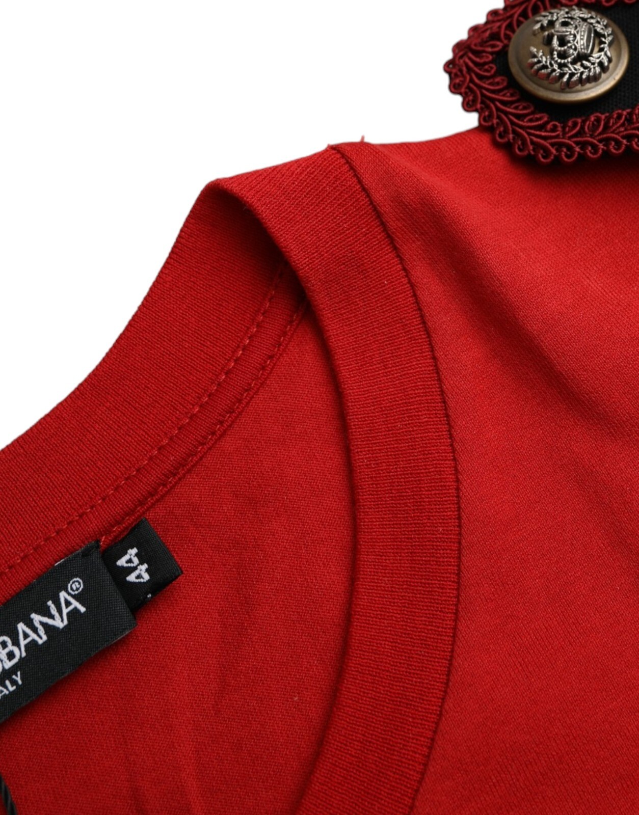 Pre-owned Dolce & Gabbana T-shirt Red Cotton Graphic Print Crew Neck It42/us8/m Rrp 870usd