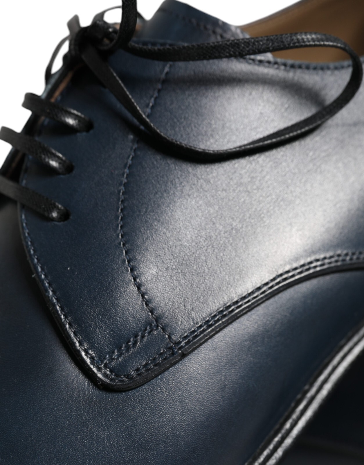 Pre-owned Dolce & Gabbana Shoes Navy Blue Leather Derby Dress Formal Men Eu42 / Us9 620usd