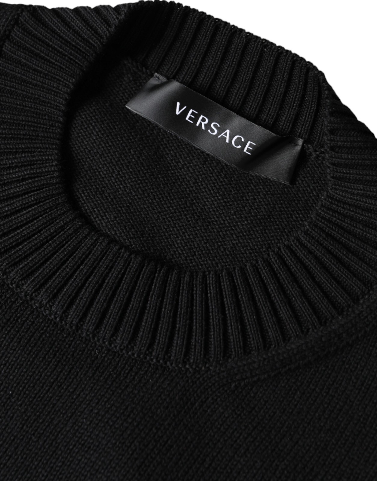 Pre-owned Versace Sweater Black Medusa Embroidery Crew Neck Pullover It52/us42/xl 1260usd