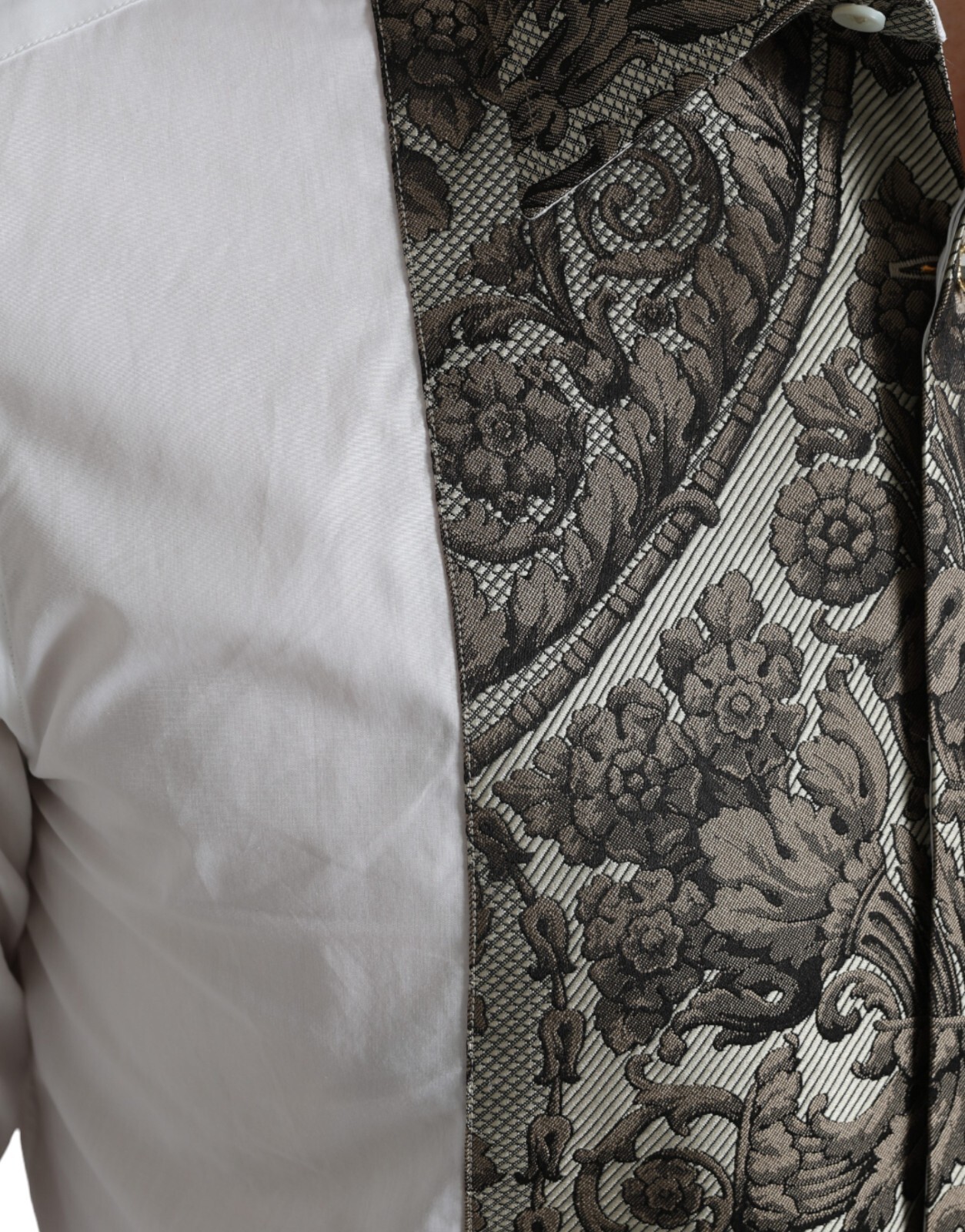 Pre-owned Dolce & Gabbana Shirt Dress Gold White Floral Brocade 40 / Us15.75 / M 1200usd