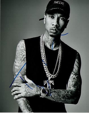 Tyga Rapper Hand Signed 8x10 B&W Photo Autographed W/COA Rack City Look