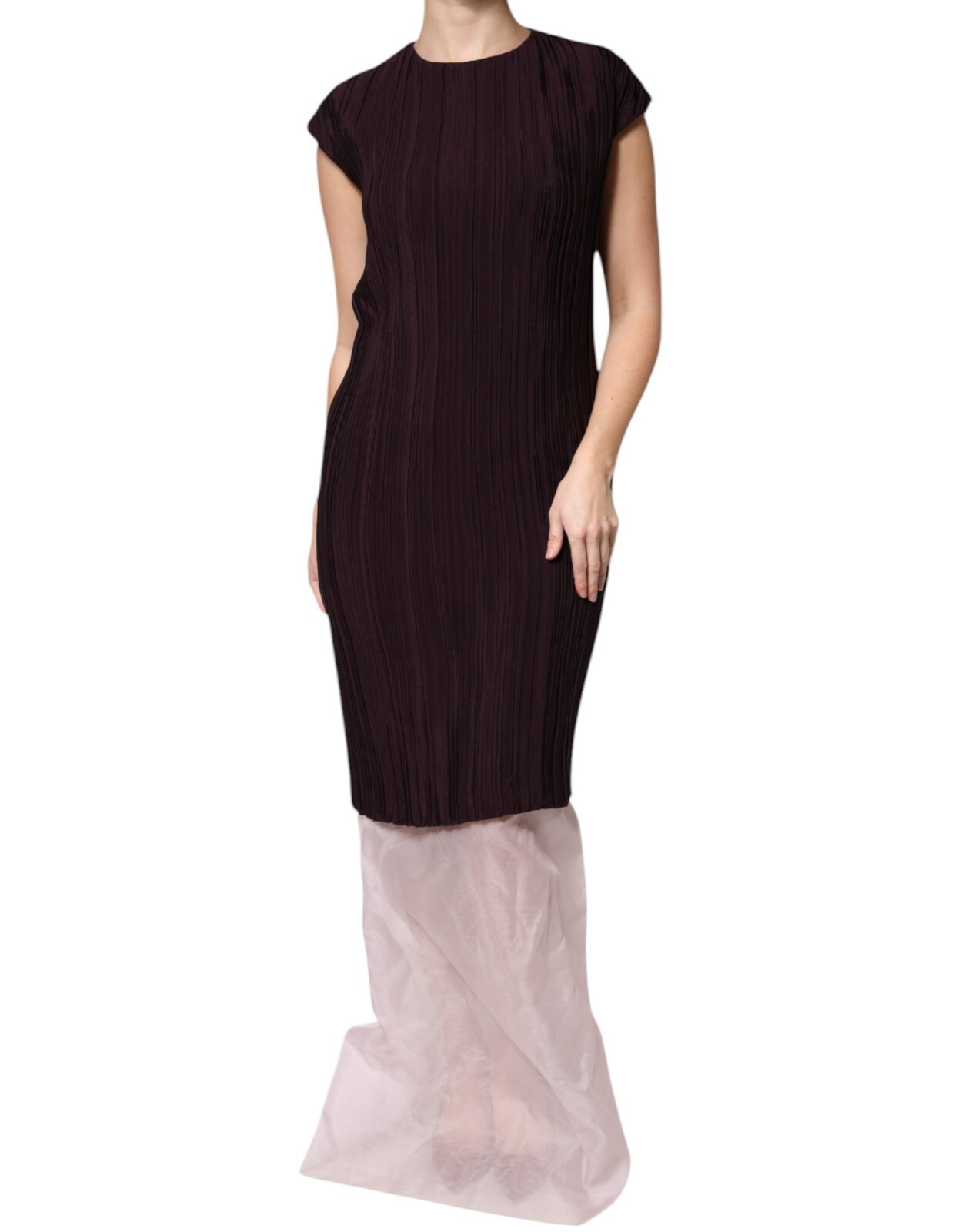 BARBARA CASASOLA Dress Brown Silk Short Sleeves Sheath Maxi IT40/US6/S 500usd