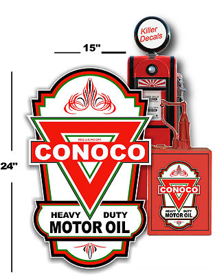 (CONO-LUB-4) 24''X15'' CONOCO HOT ROD LUBSTER DECAL OIL TANK GAS PUMP GASOLINE