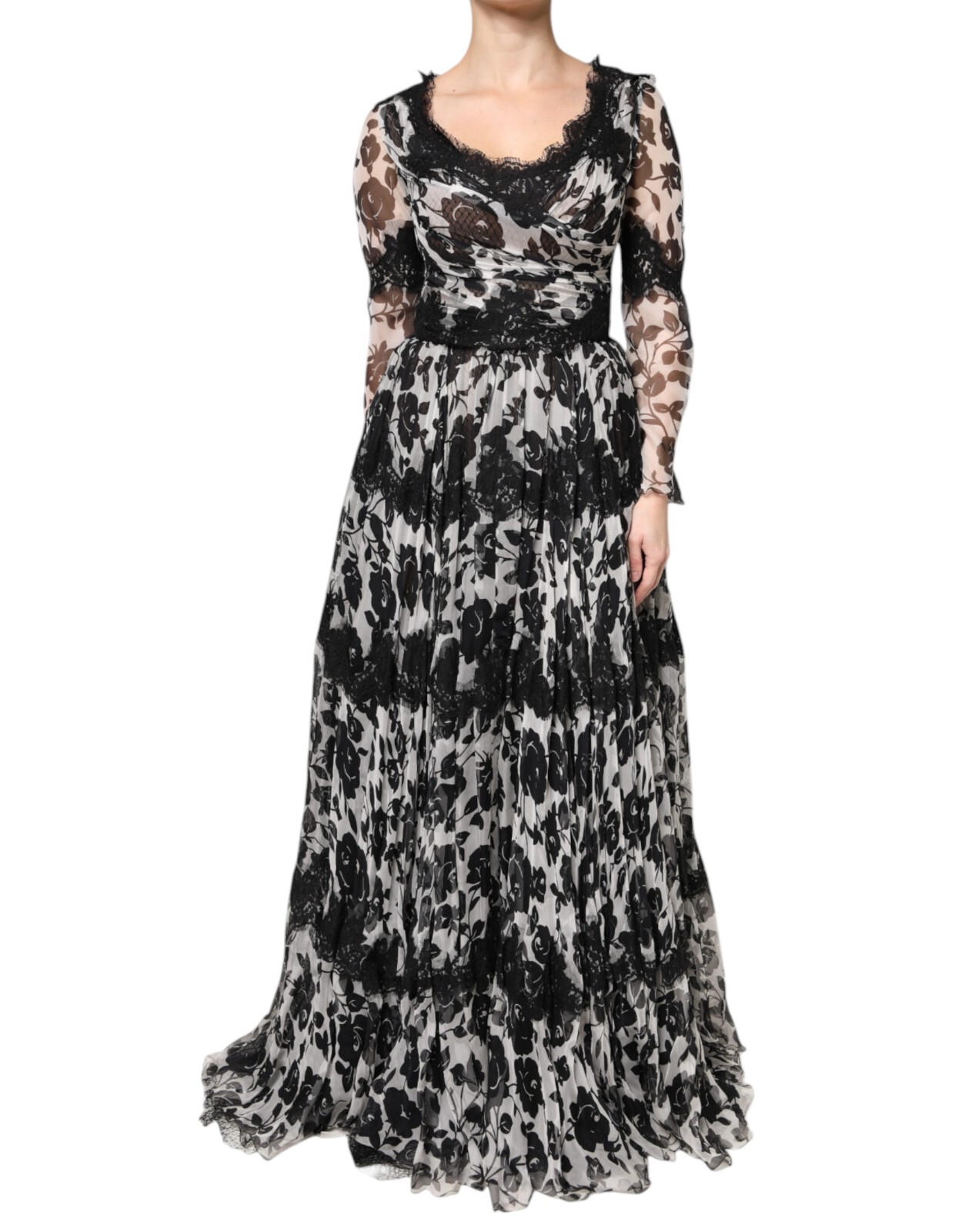 DOLCE & GABBANA Dress Black Silk Floral Lace Ricamo Ball DOLCE & GABBANA Dress Black Silk Floral Lace Ricamo Ball