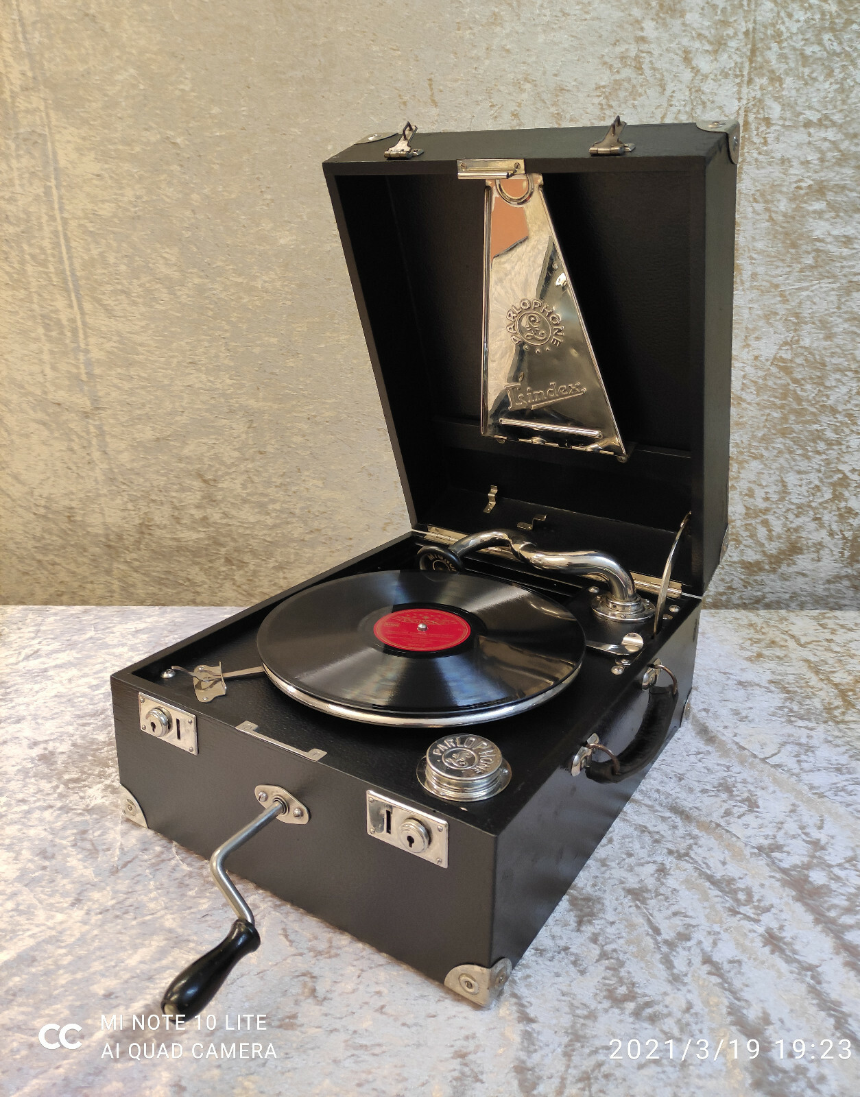Koffergrammophon Parlophon Lindex sehr gut restauriert, ca. 100 Jahre alt!
