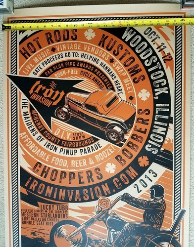 Iron Invasion hot rod big poster Kustom Kulture rat Fink chopper Harley Davidson