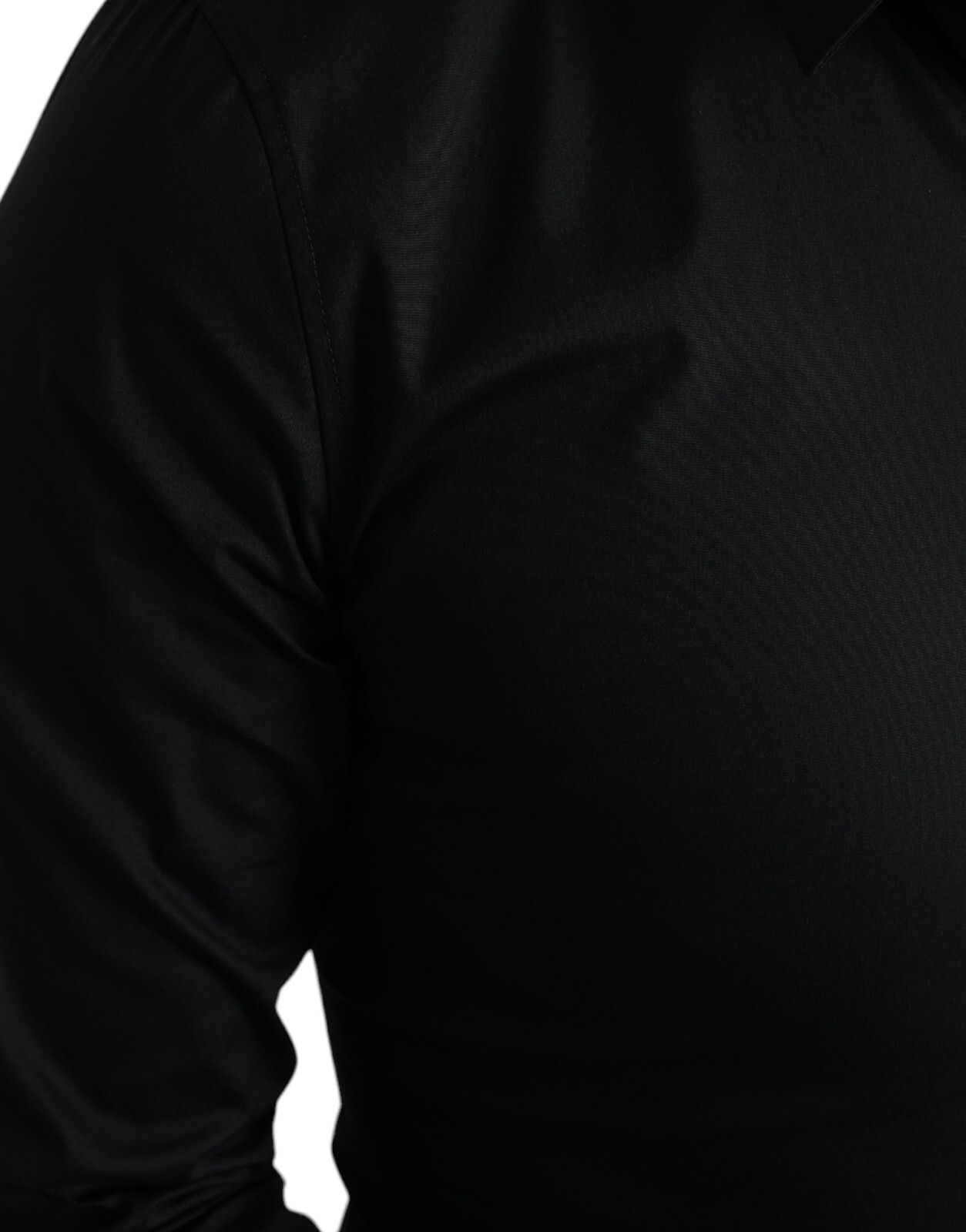 Pre-owned Dolce & Gabbana Shirt Dress Black Cotton Stretch Slim Formal 39/ Us15.5/s 450usd