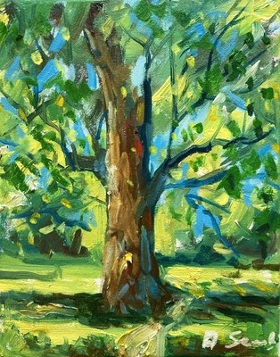 old oak Landscape  Plain Air Oil Painting Impressionist Andrew Semberecki