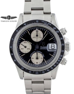 1992 Tudor Oysterdate Big Block Chronograph 79160 Stainless 40mm Black Dial