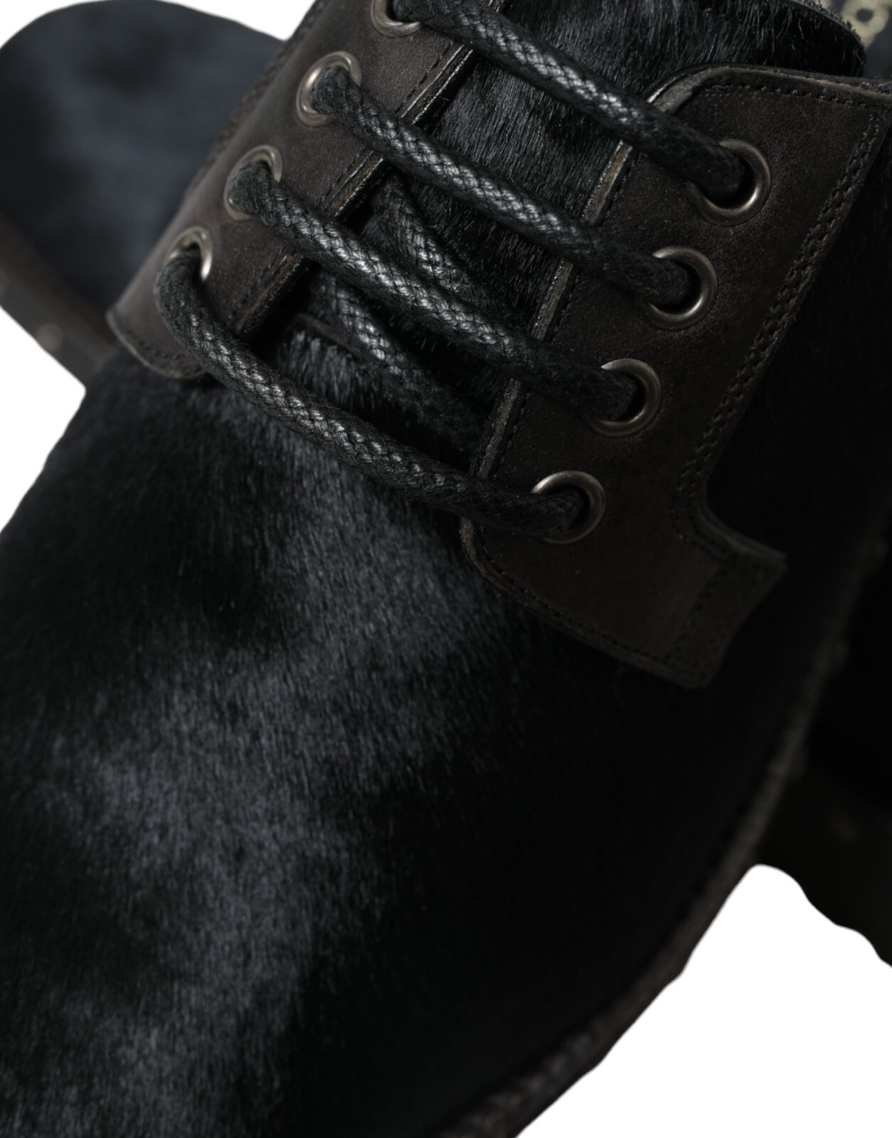 Pre-owned Dolce & Gabbana Shoes Dress San Pietro Black Stable Fur Derby Eu42 /us9 1120usd