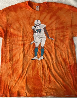 MIAMI DOLPHINS SHIRT JAYLEN WADDLE XL  ORANGE TIE DYE FOOTBALL TOUCHDOWN DANCE