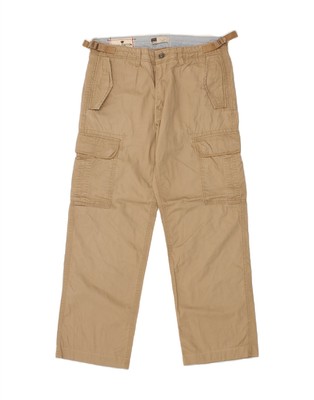CONBIPEL Mens Straight Cargo Trousers IT 48 Medium W32 L28 Beige Cotton LV10