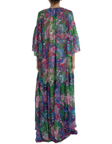 Pre-owned Dolce & Gabbana Dolce&gabbana Women Multicolor Kaftan Dress 100% Silk Floral Maxi Gown Sz It 38