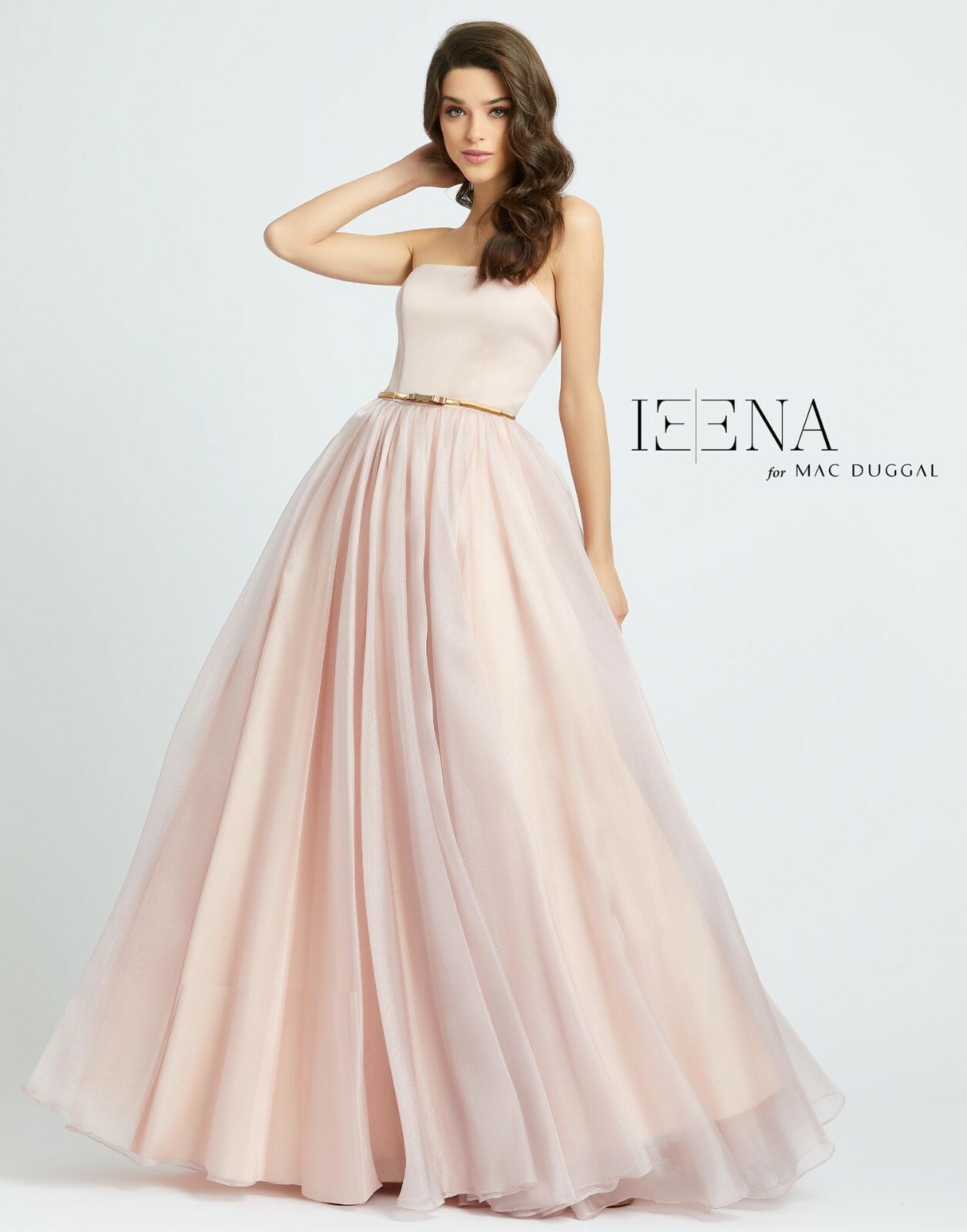 

IEENA MAC DUGGAL 25943 Розово-розовое платье-юбка без бретелек с бантом и поясом, Розовый, 25943