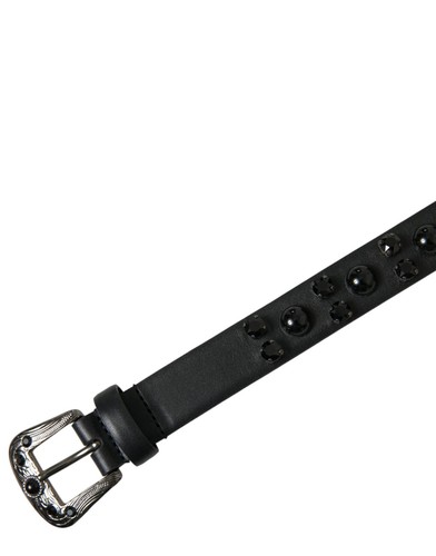 Pre-owned Dolce & Gabbana Dolce&gabbana Men Black Waist Belt 100% Leather Engraved Buckle Classic Strap