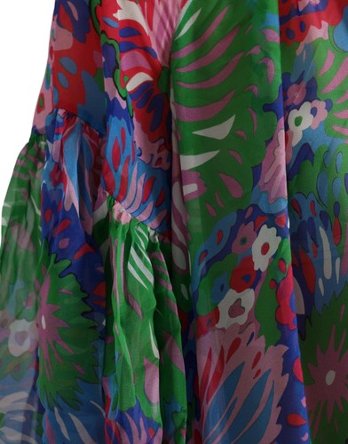 Pre-owned Dolce & Gabbana Dolce&gabbana Women Multicolor Kaftan Dress 100% Silk Floral Maxi Gown Sz It 38