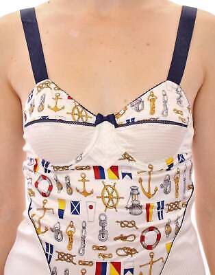 Pre-owned Dolce & Gabbana White Sailor Motif Stretch Tank Top