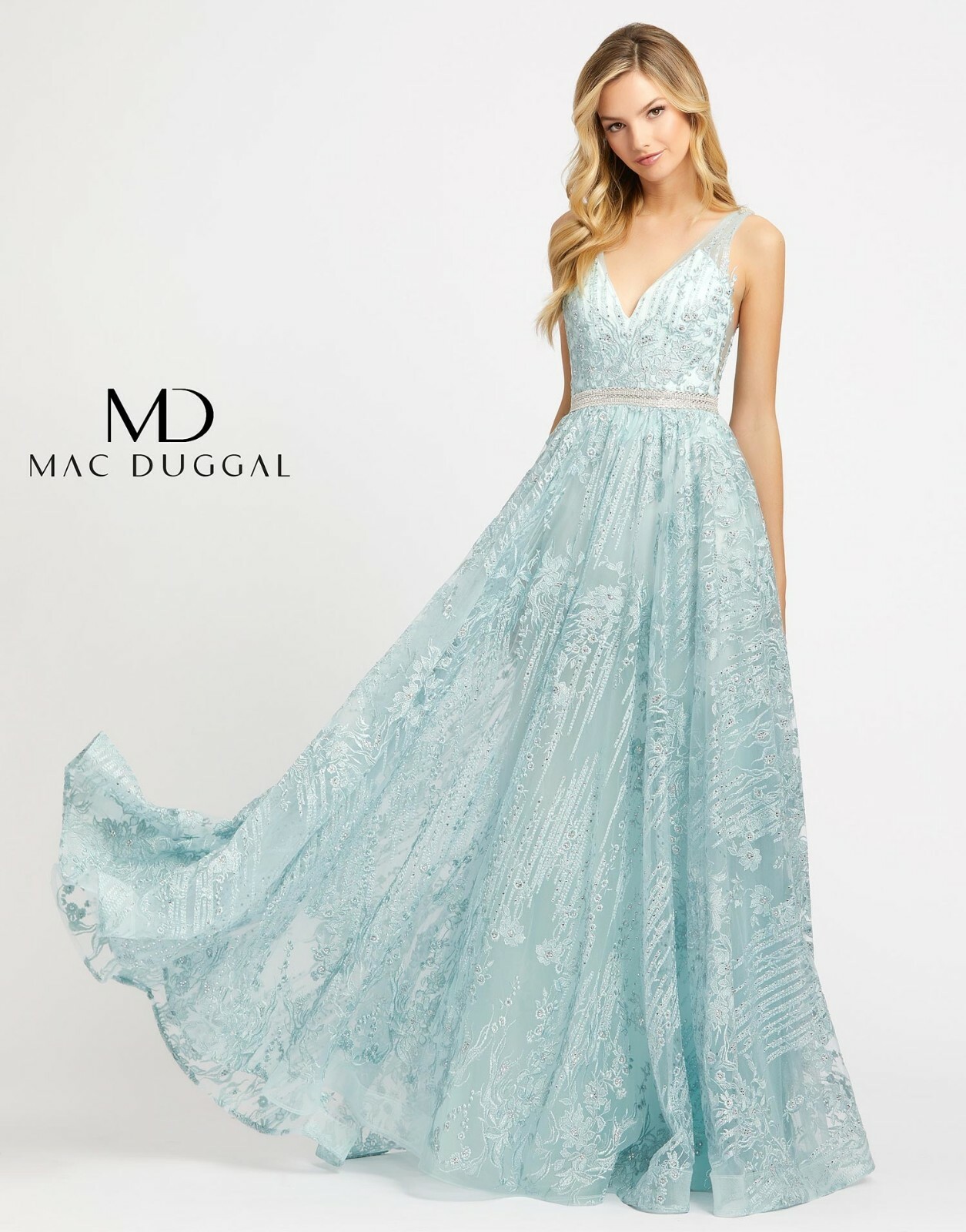 

MAC DUGGAL 50543D Расшитое бисером шифоновое вечернее платье с блестками и драгоценными камнями, Синий, 50543D