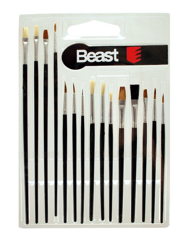 Pinselset KÃ¼Nstlerpinsel Klein GroÃ Aquarell Acryl 15 Teilig Mix Set Satz 