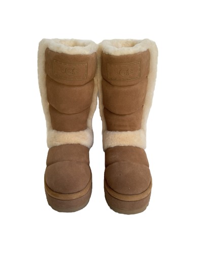 Pre-owned Ugg Classic Chillapeak Tall Chestnut Platform Boots Us 8 / Eu 39 / Uk 6 In Brown