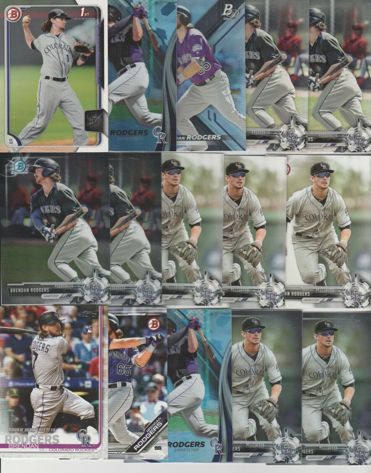 15 CARD BRENDAN RODGERS ROOKIE LOT ! ROCKIES ! CHECK IT OUT !!. rookie card picture