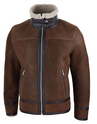 TRUCLOTHING HERRENJACKE 100% ECHTLEDER SCHAFFELL PILOTEN AVIATOR STIL RETRO VINTAGE