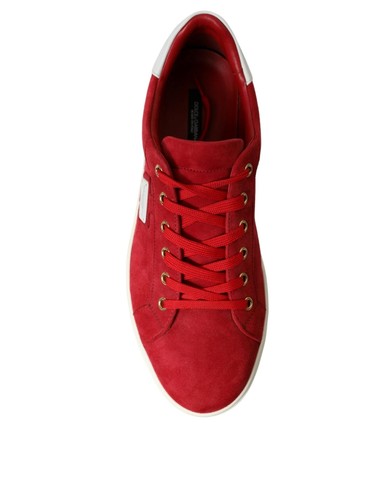 DOLCE & GABBANA DOLCE&GABBANA MEN RED SNEAKERS LEATHER SOLID LACE UP ATHLETIC FLAT TRAINER SHOES