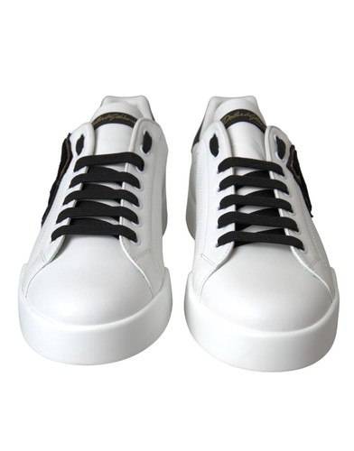 DOLCE & GABBANA DOLCE&GABBANA MEN WHITE SNEAKERS 100% LEATHER LOW TOP FLAT CASUAL TRAINER SHOES