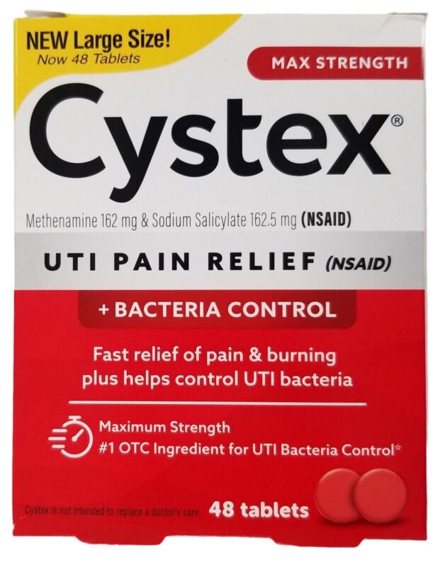 CYSTEX PLUS UTI Tablets Urinary Pain Relief Plus helps w/ Infection 48 ct ^