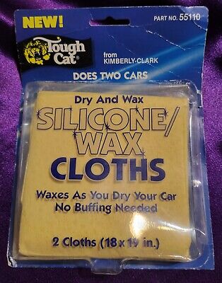 Vintage 1985 TOUGH CAT Dry & Wax Silicone Wax Cloths 2 Pack Garage Decor Prop
