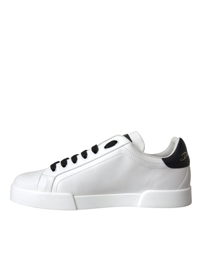 DOLCE & GABBANA DOLCE&GABBANA MEN WHITE SNEAKERS 100% LEATHER LOW TOP FLAT CASUAL TRAINER SHOES