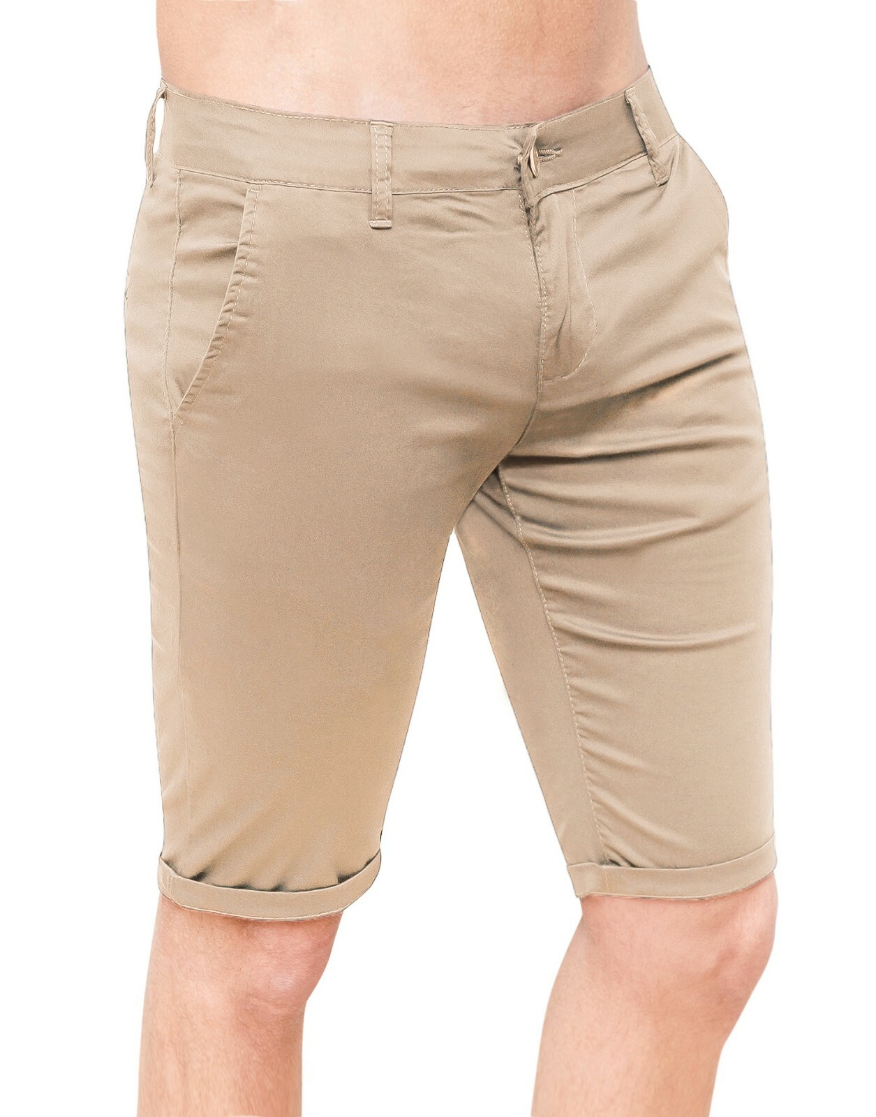 Pantaloni corti uomo Class beige estate jeans bermuda shorts Slim Fit