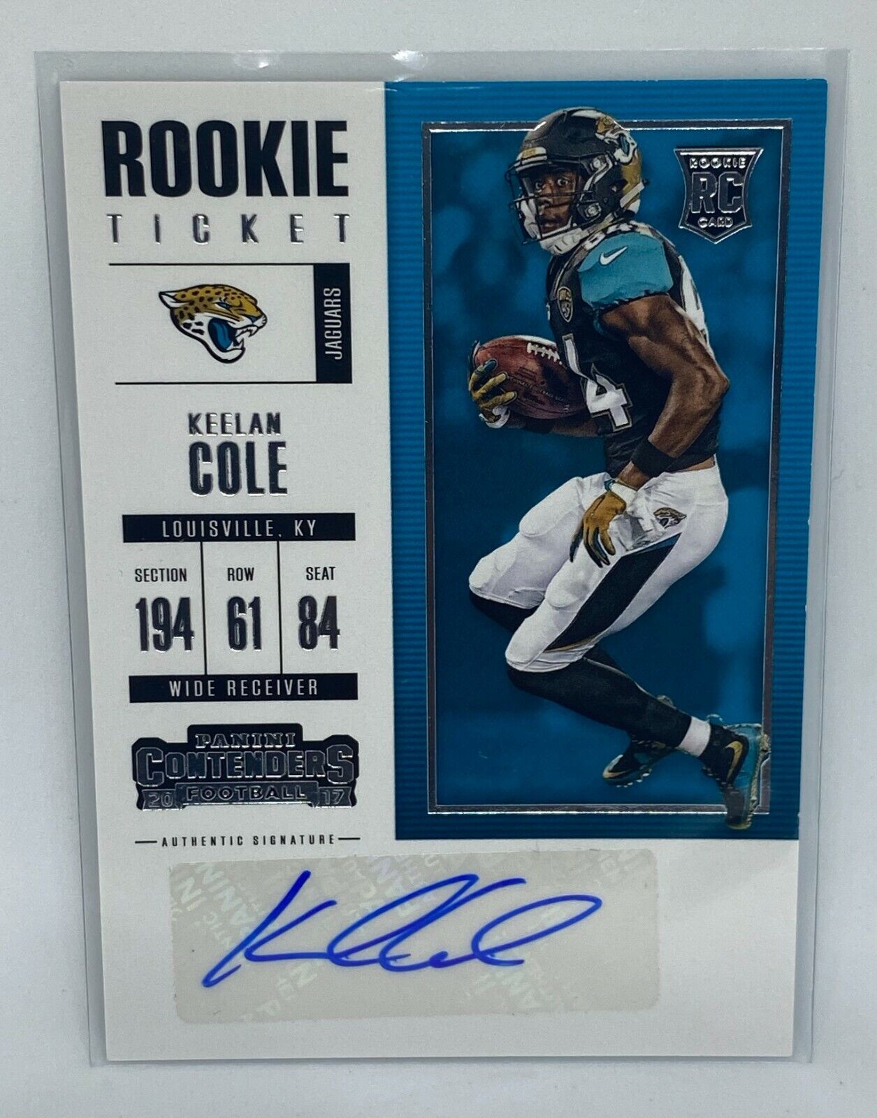 Keelan Cole 2017 Contenders Rookie Card Ticket RC Auto. rookie card picture