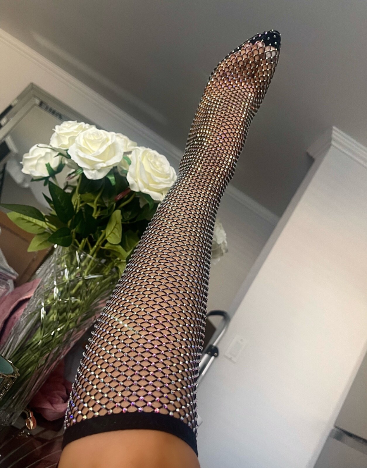 saint laurent fishnet boots