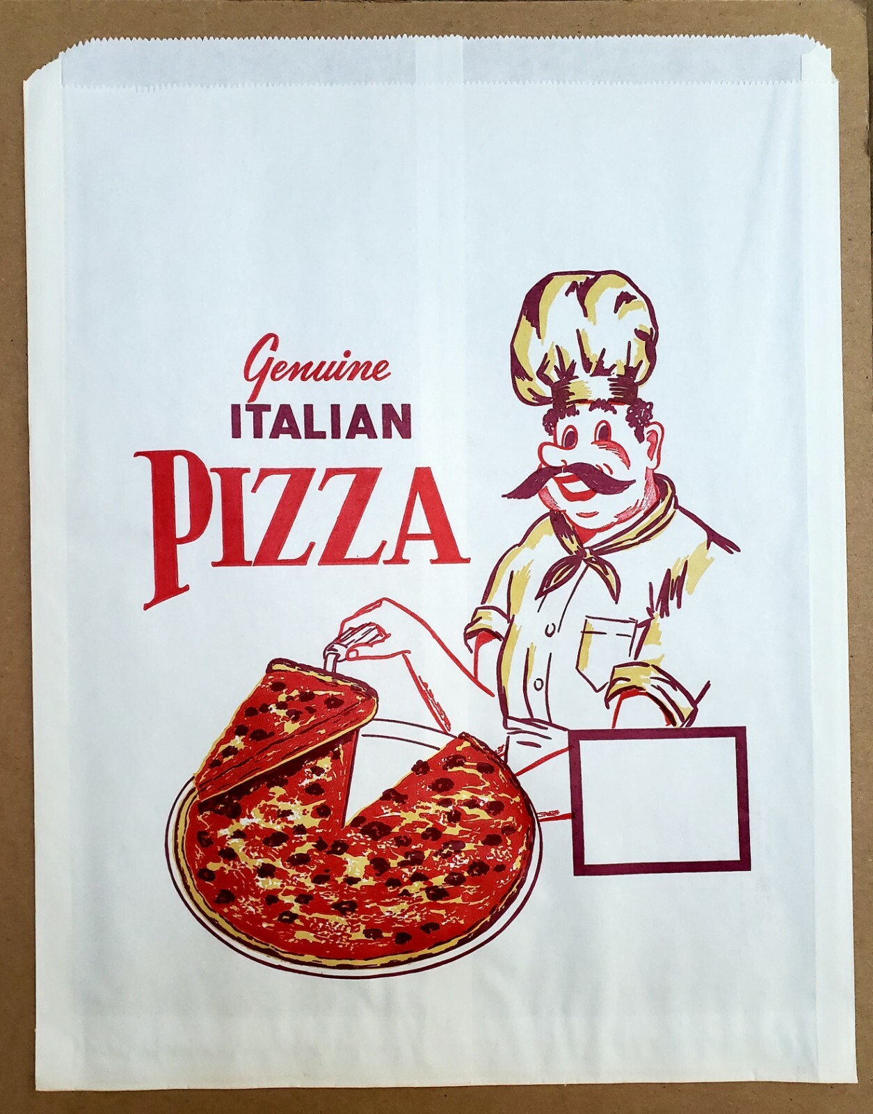 Old Vintage 1954 Pizza Bag, Great Graphics, Food Advertising