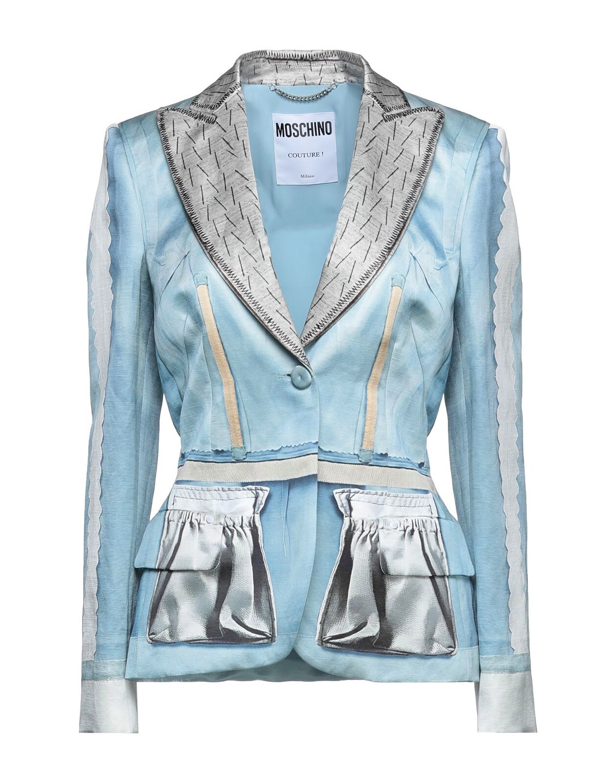 アウターその他 MOSCHINO COUTURE Woman Blazer White 05150517 3555 Moschino Couture Brushstroke Print Blazer — STYLED BY NINA J.