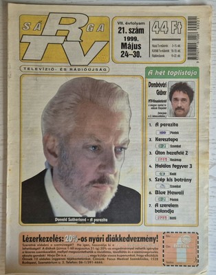 Donald Sutherland on front cover Hungarian TV magazine, May 1999. Rare!