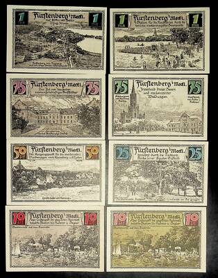 1921 Germany FURSTENBERG 10 25 50 75 100 Phennig Banknote / Notgeld