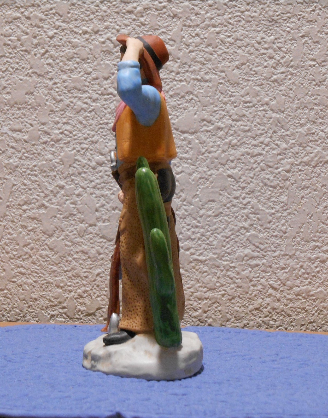 Homco Cowboy Standing Near Cactus Holding Saddle Figurine #1419