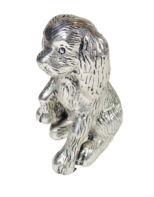 Paper Weight Pointer Setter Dog Solid Cast Brass Silver Metal