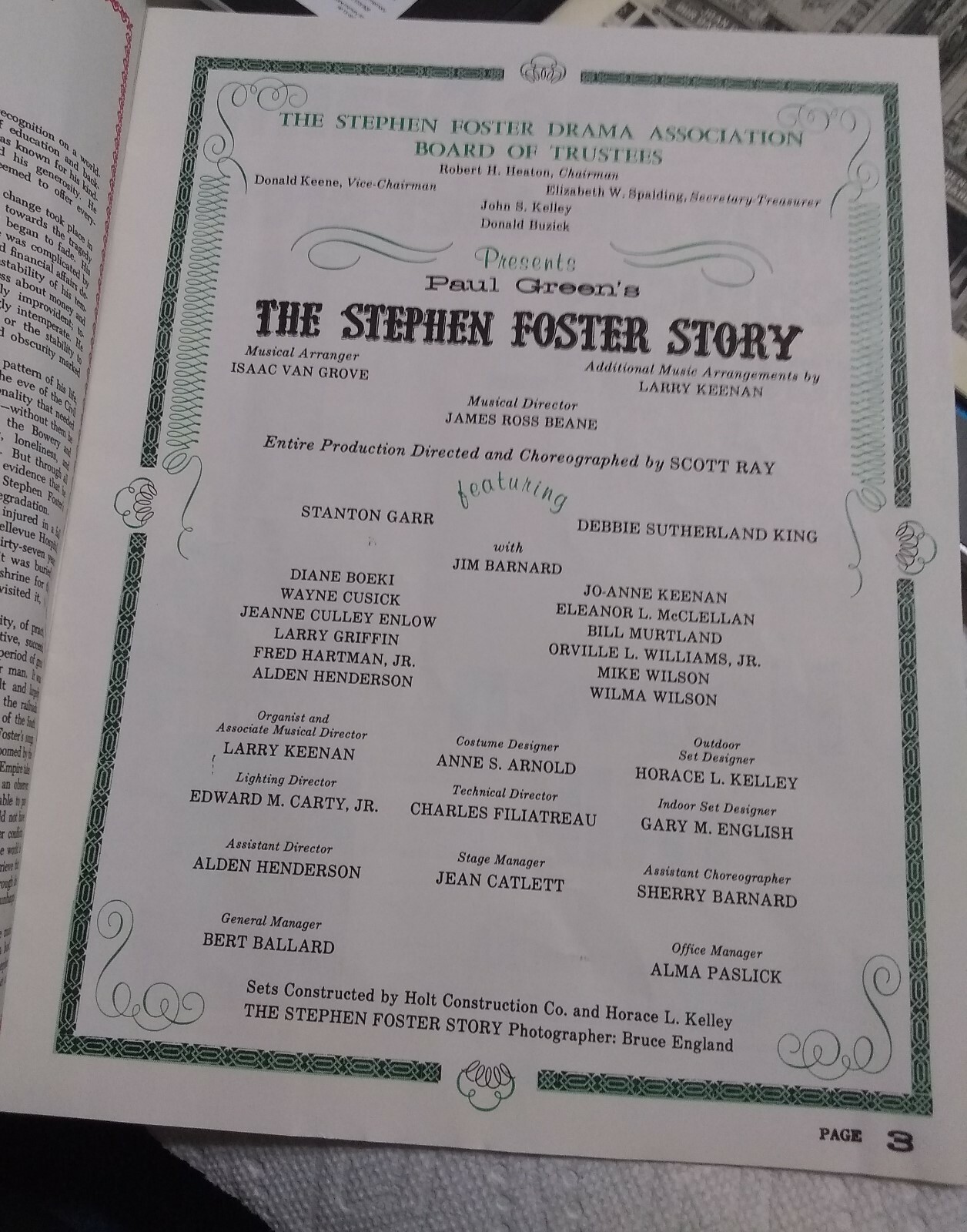 1982 PROGRAM FOR THE 24TH SEASON OF THE STEPHEN FOSTER STORY