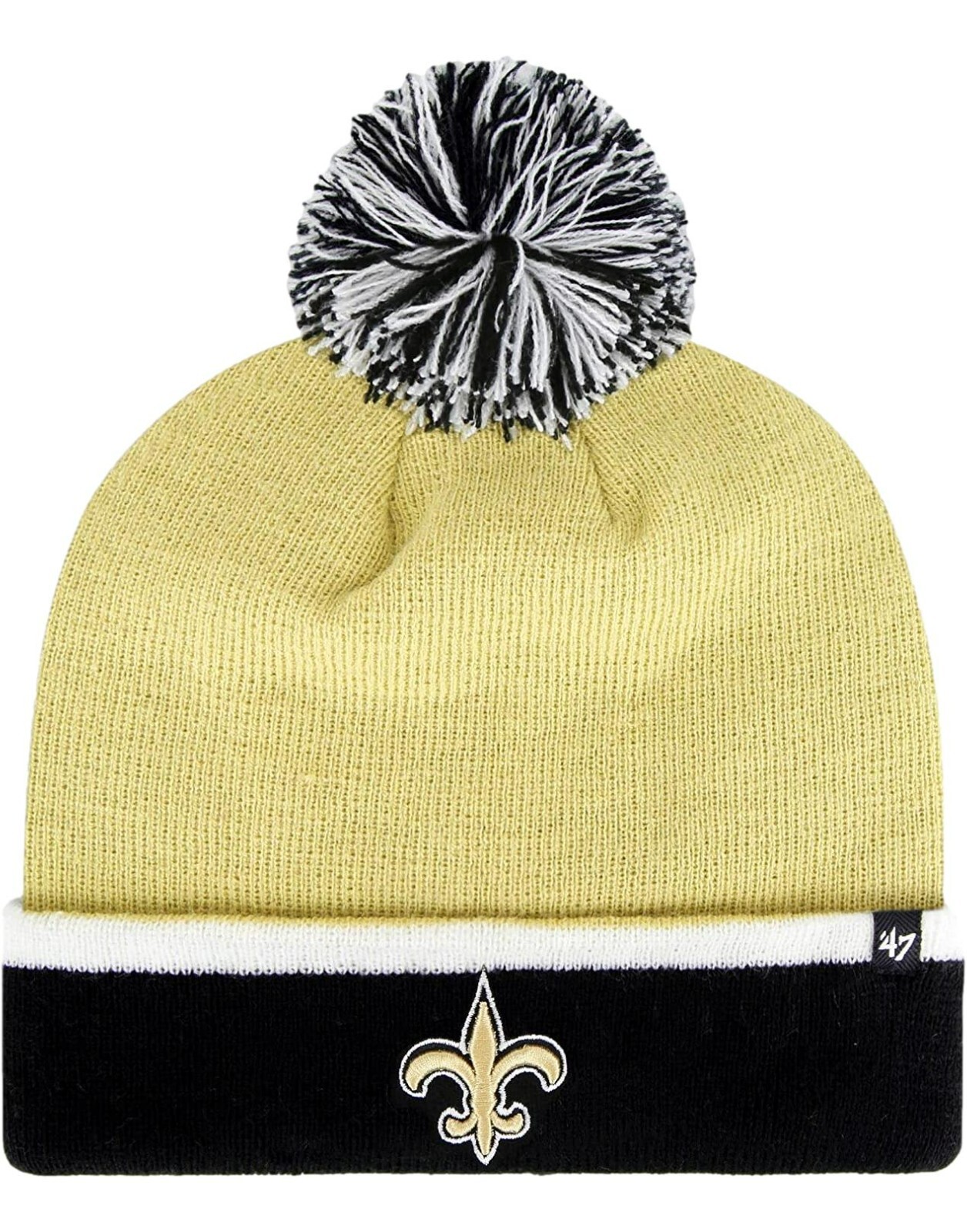 New '47 New Orleans Saints NFL Team Cuffed Baraka Pom Beanie Hat One Size