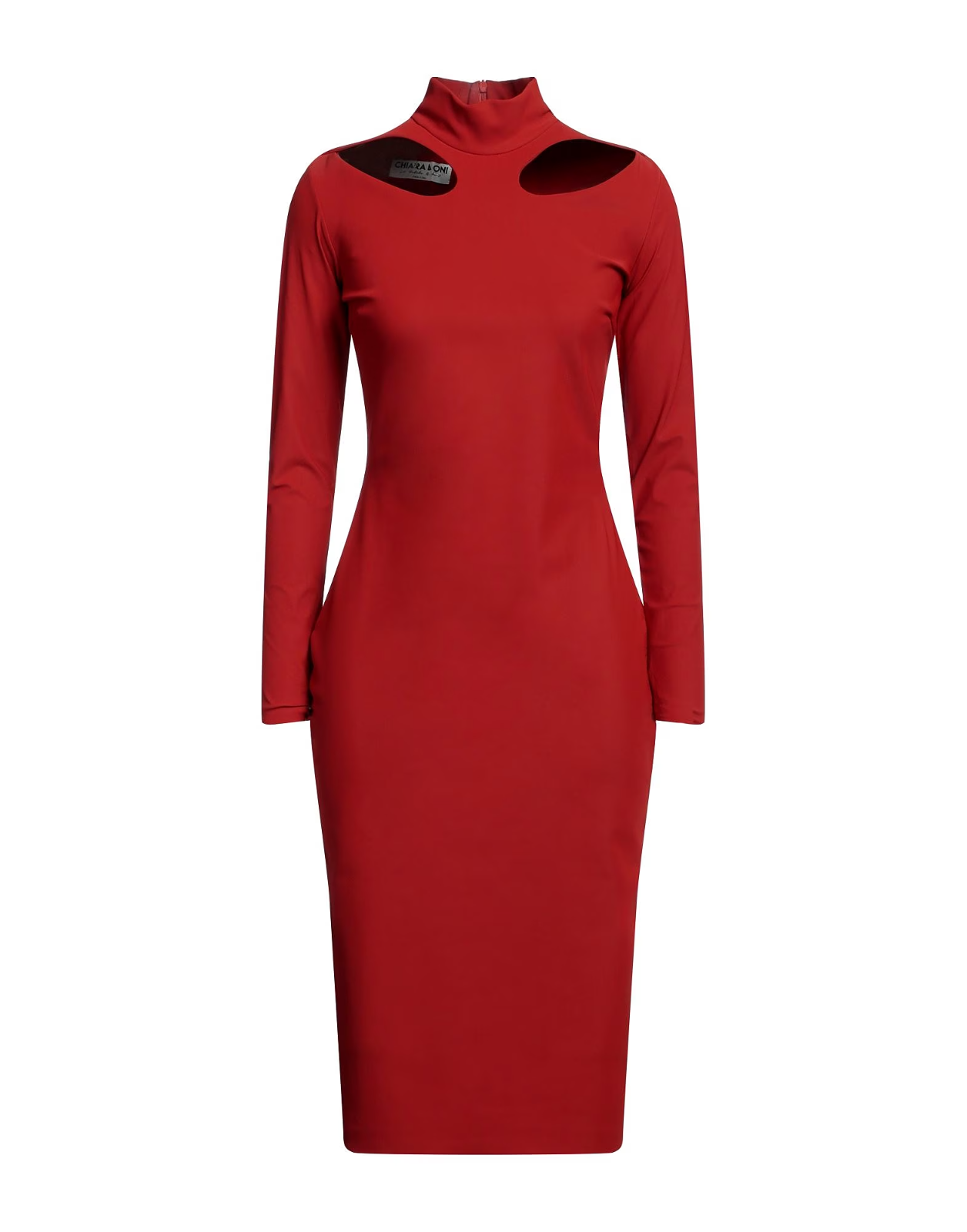 Pre-owned Chiara Boni Dulce Cutout Turtle-neck Dress 8u.s./44it Terracotta Msrp$750 In Terracotta/deep Orange