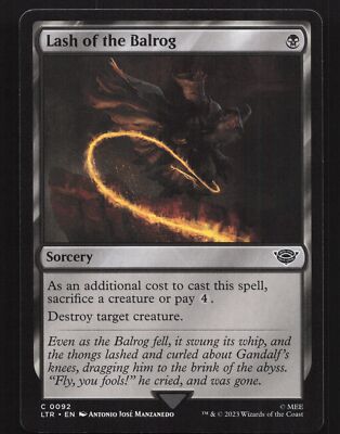 Lash of the Balrog 92 Magic: the gathering Lord of The Rings Near Mint or Better