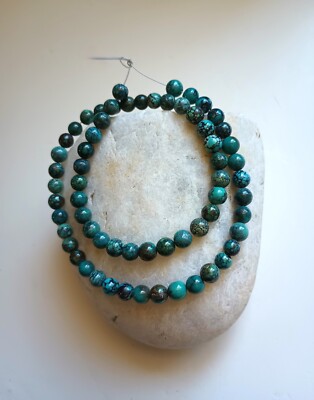 CLOUD MOUNTAIN TURQUOISE 6.5-7MM ROUND BEADS - 16'' Strand - 3053E