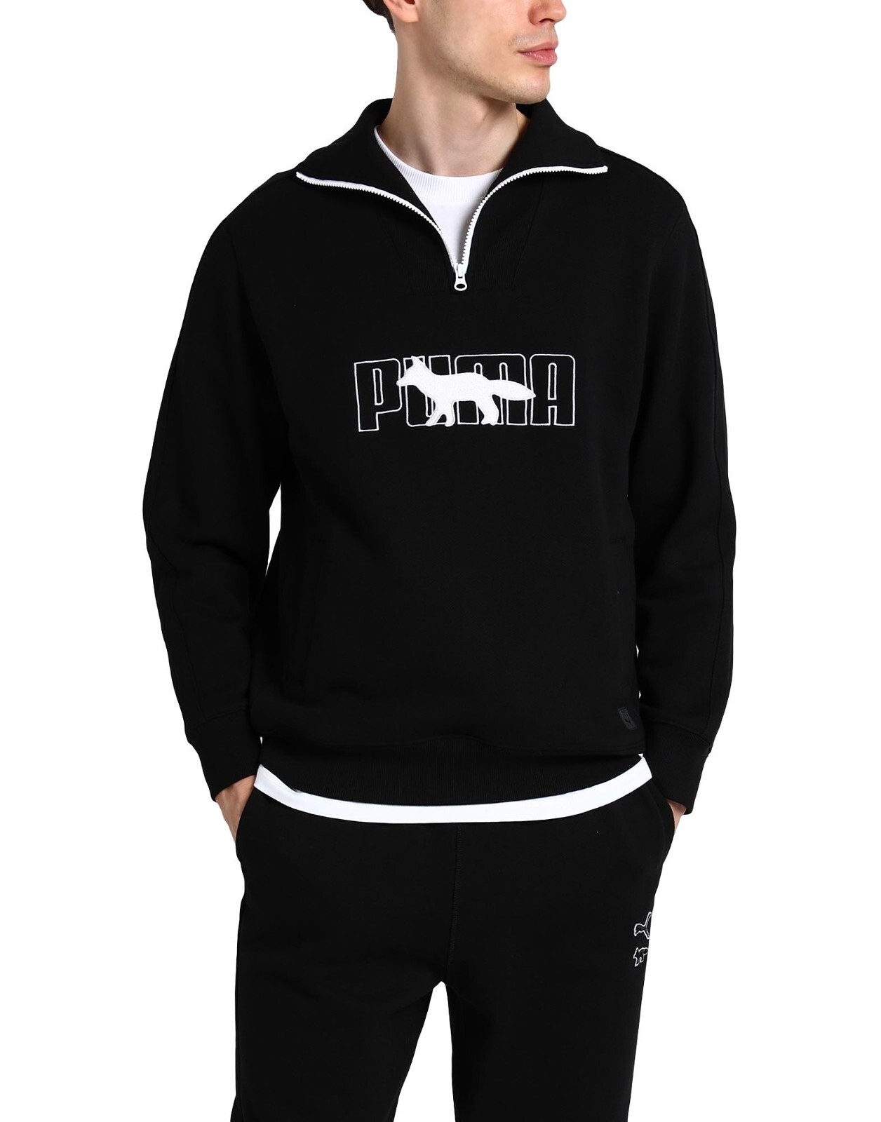 PUMA x Maison Kitsune 【フーディ・Half Zip Sweatshirt】 Puma x Maison Kitsune Fox Logo Men's Half Zip Sweatshirt